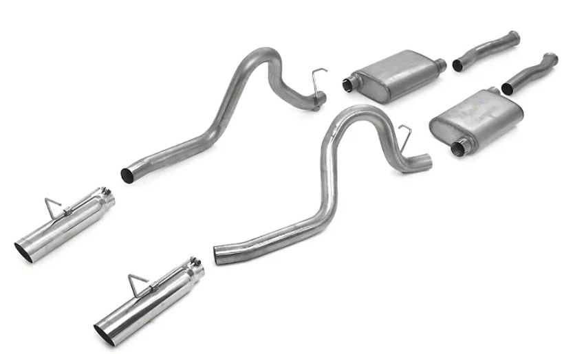 Pypes Violator exhaust system fits 1999-2004 Ford Mustang 2.5 inch split rear exit dual exit 304 stainless steel mandrel bent SFM27V