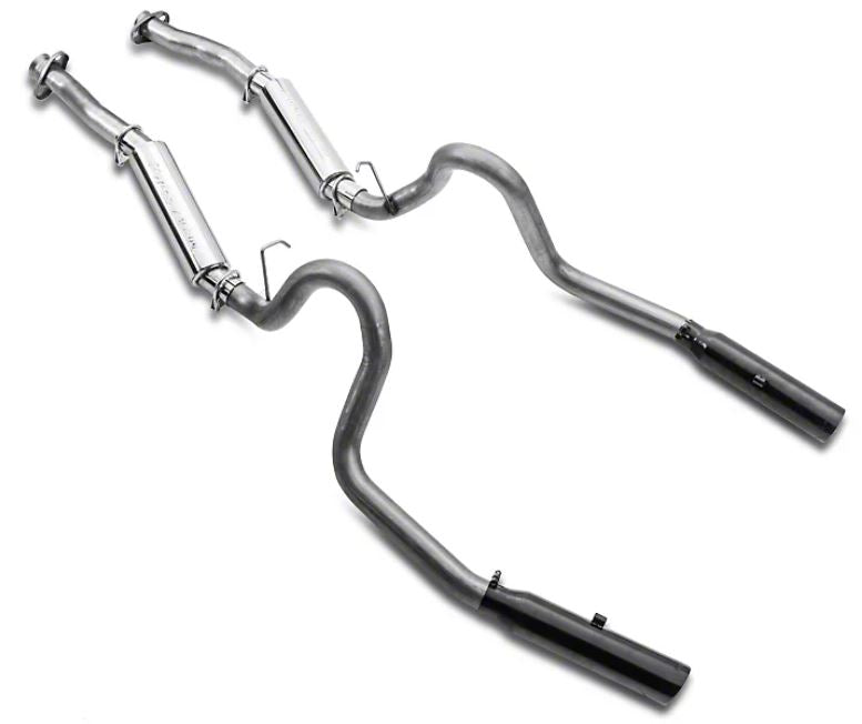Pypes Pype Bomb axle-back exhaust system fits 1979-2004 Ford Mustang 2.5 inch split rear exit dual exit 304 stainless steel mandrel bent SFM29VB