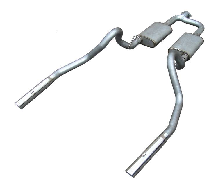 Pypes cat-back exhaust system fits 1998-2004 Ford Mustang 2.5 inch split rear exit dual exit 304 stainless steel mandrel bent SFM54