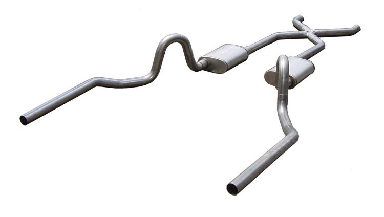 Pypes X-pipe exhaust system fits 1964-1972 A-Body 2.5 inch split rear exit dual exit 304 stainless steel mandrel bent SGA12