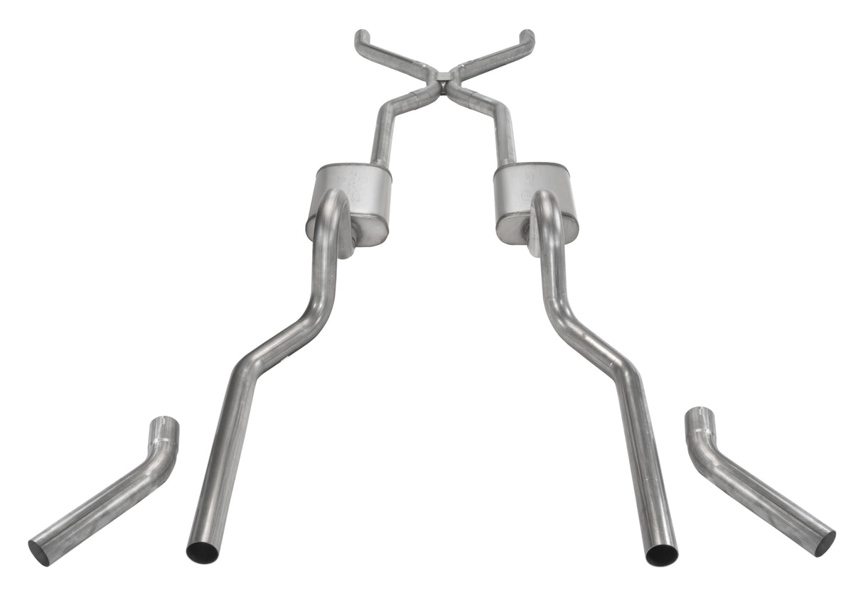 Pypes Violator exhaust system fits 1955-1957 Chevy 2.5 inch dual exit 304 stainless steel mandrel bent SGC16