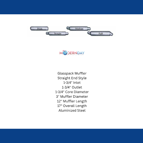 Jones Exhaust A3012S Glasspack Muffler Straight 1-3/4 Inlet & Outlet