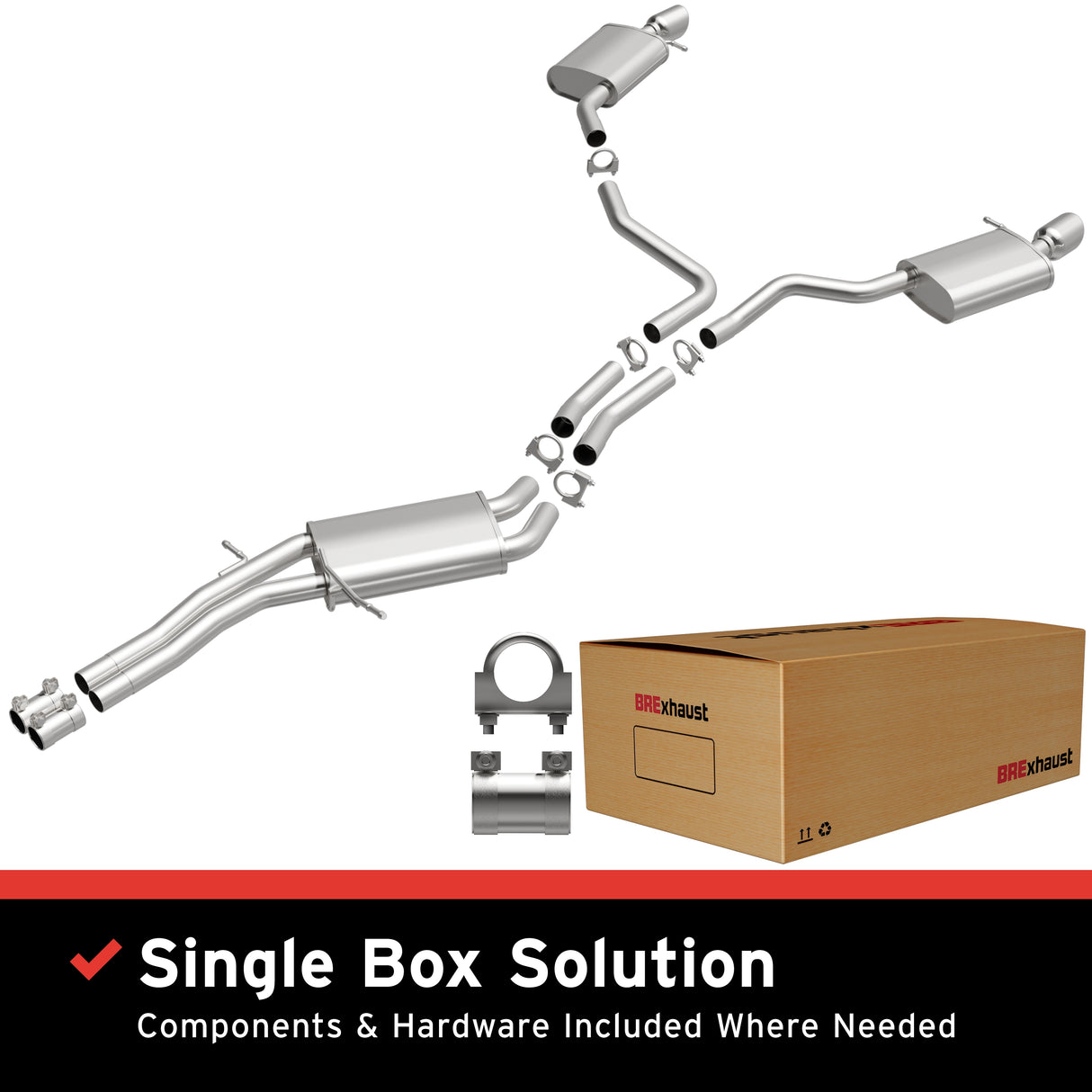 Fits 2012-2015 Audi Direct-Fit Replacement Exhaust System aluminized steel