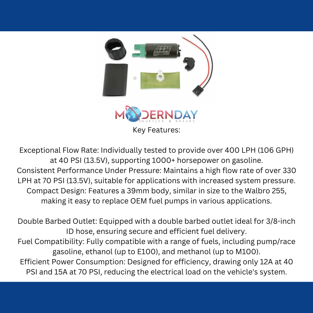 t Aem 400 Lph Fuel Pump Kit - Double Barb-50-1230 AEM