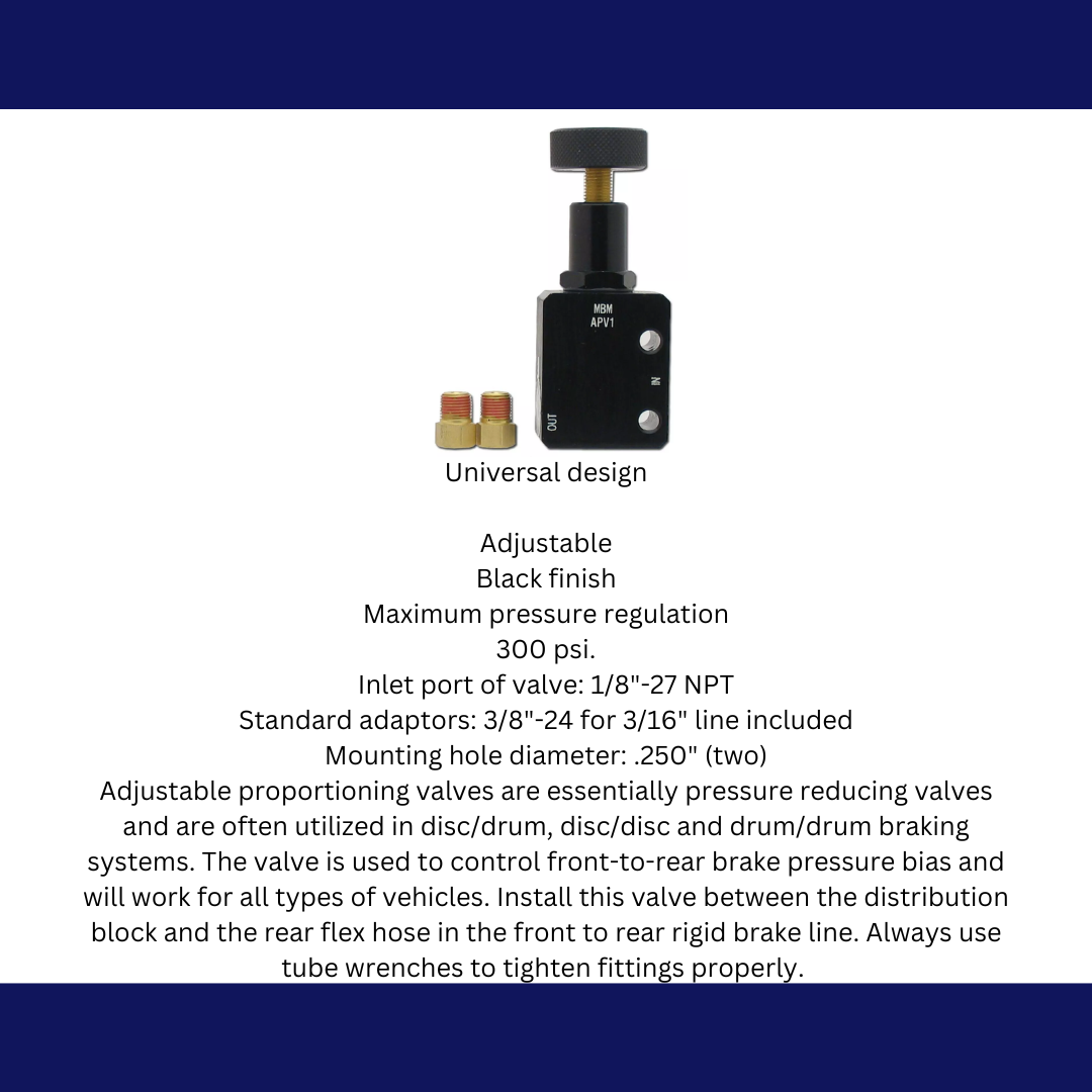 Adjustable Proportioning Valve - Black APV1