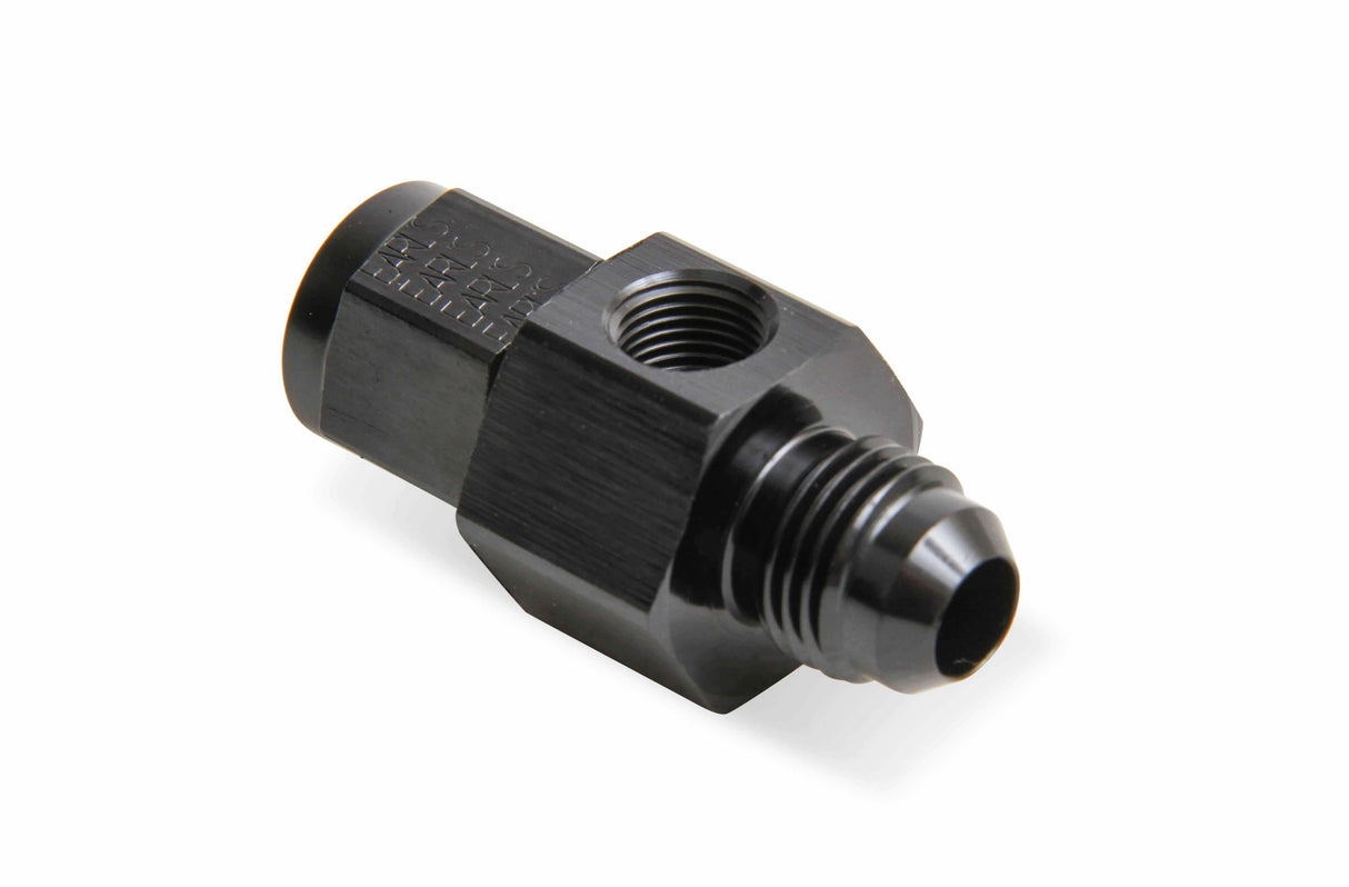 Fuel Pressure Gauge Adapter - AT100199ERL AN fitting black aluminum