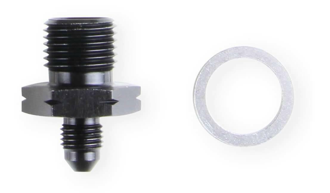 Earl's GM LS Oil Pressure Gauge Adapter Fittings - Black - AT9919BFJERL AN fitting