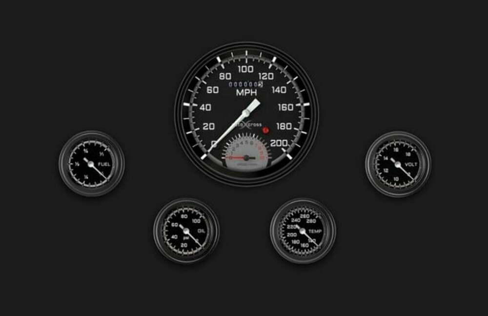 AutoCross Gray Five Gauge Set 165 AX165GBLF