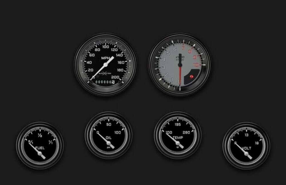 AutoCross Gray Six Gauge Set 201 AX201GBLF