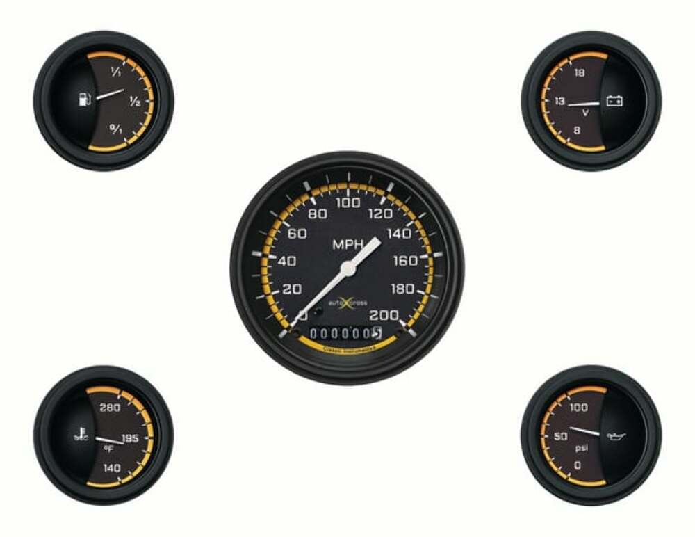 Classic Instruments analog dash gauge set black