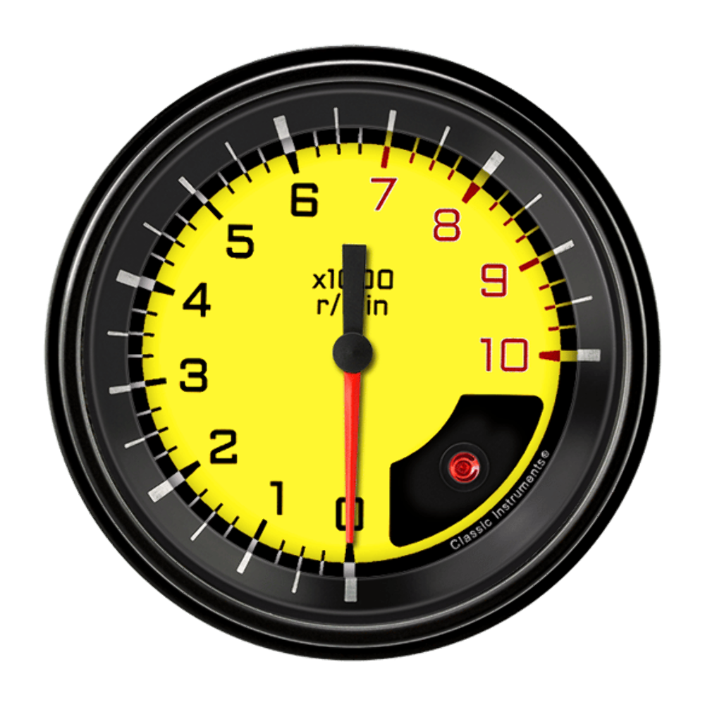 t AutoCross Yellow 3 3/8" Tachometer AX10YBLF Classic Instruments