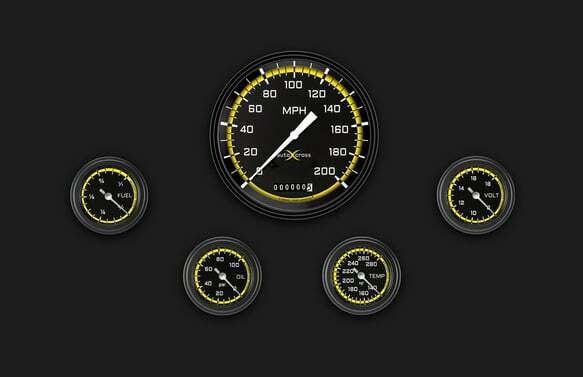 AutoCross Yellow Five Gauge Set 154 AX154YBLF