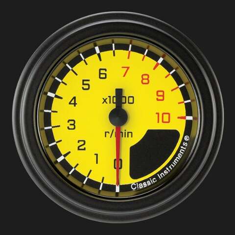 AutoCross Yellow 2 1/8" Tachometer AX183YBLF