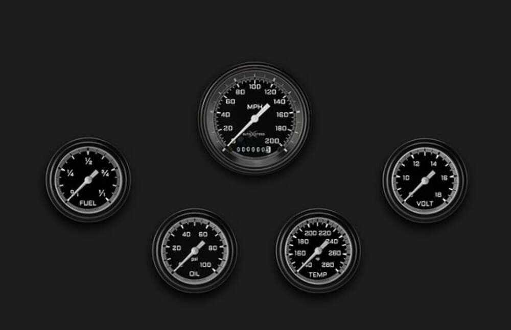 AutoCross Gray Five Gauge Set 300 AX300GBLF