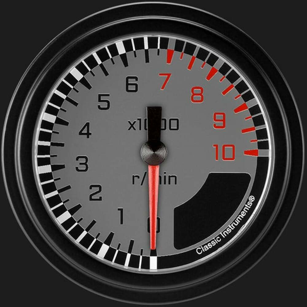 Classic Instruments AutoCross Gray 2 5/8" Tachometer AX383GBLF