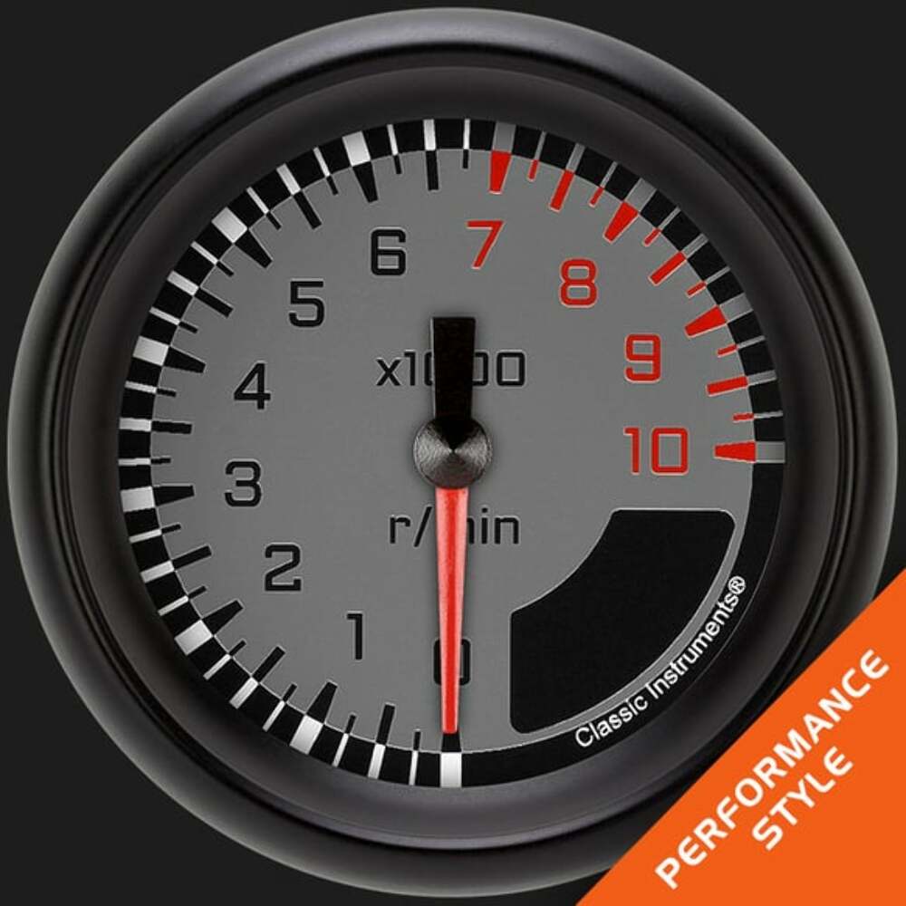 Classic Instruments AutoCross Gray 2 5/8" Tachometer AX383GBPF