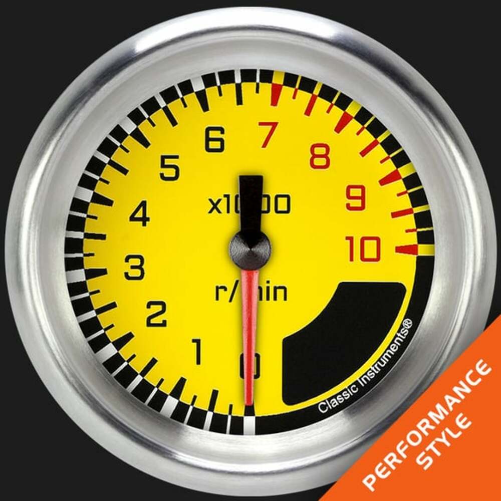 Classic Instruments AutoCross Yellow 2 5/8" Tachometer AX383YAPF
