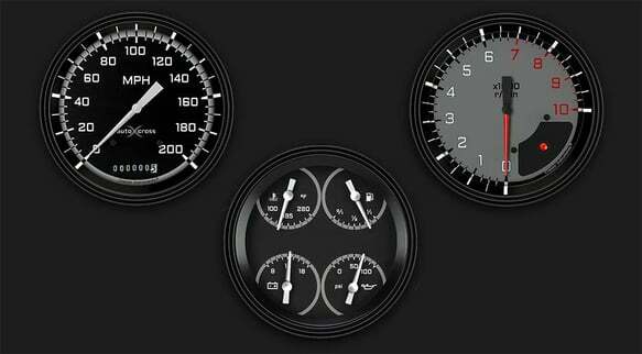 AutoCross Gray Three Gauge Set AX53GBLF