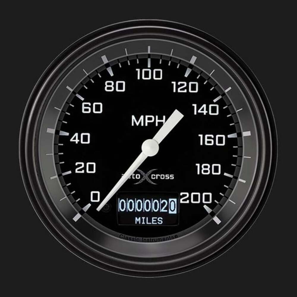 t AutoCross Gray 3 3/8" Speedometer with Information Screen AX57DGBLF Classic Instruments