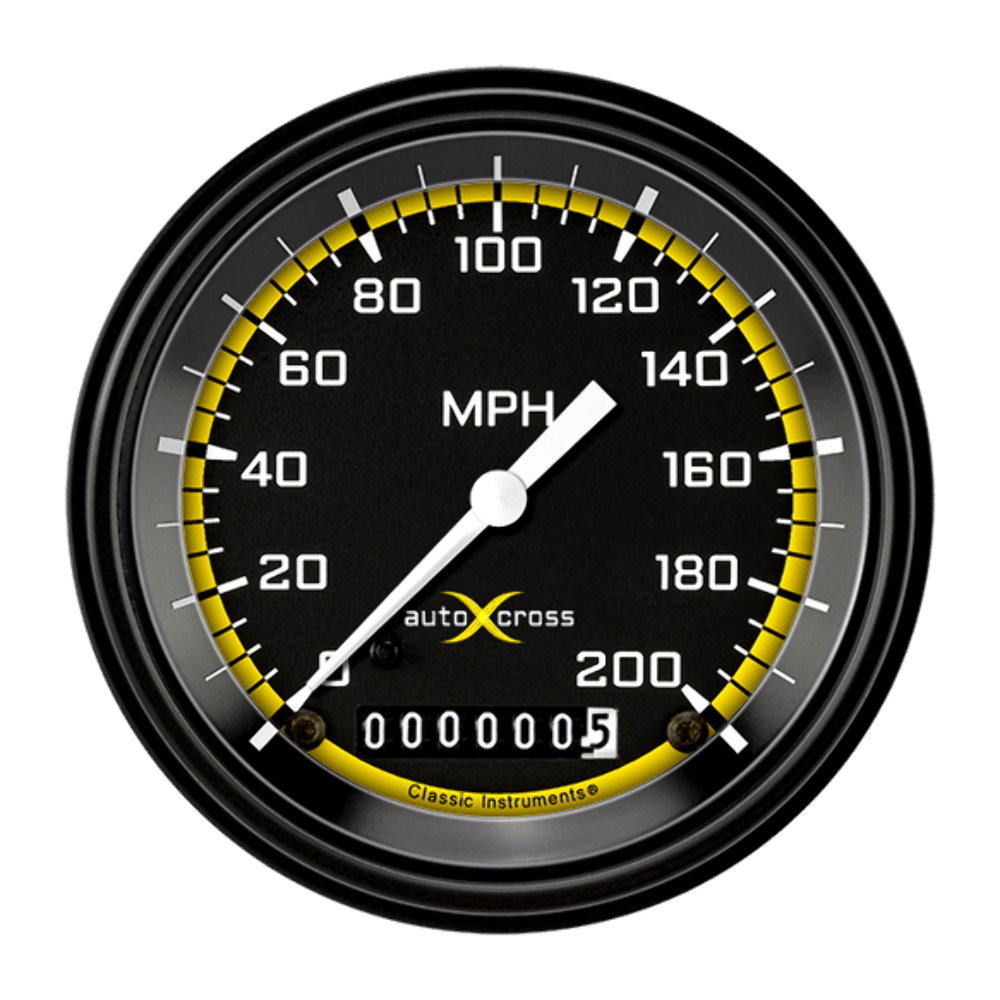 t AutoCross Yellow 3 3/8" Speedometer AX57YBLF Classic Instruments