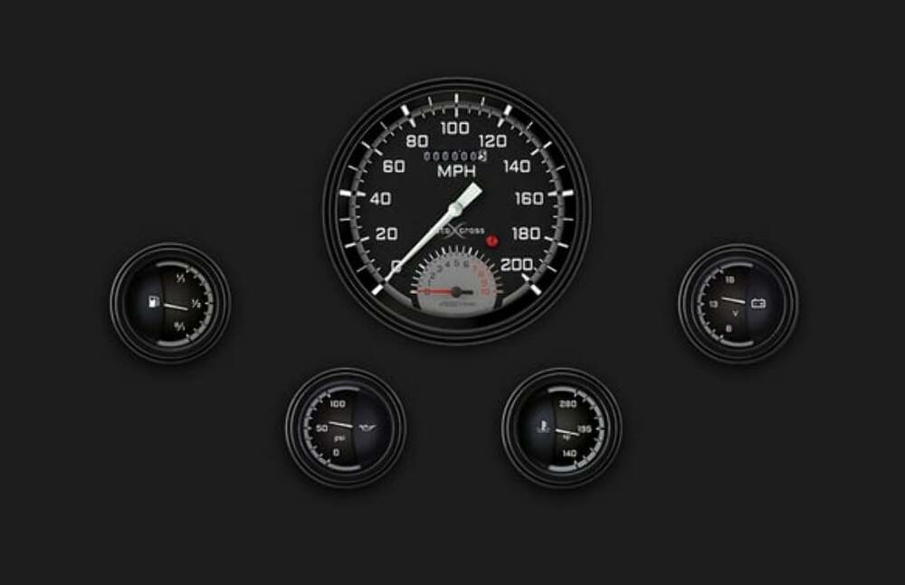 t Auto Cross Gray 4 5/8" Speedtachular AX65GBLF Classic Instruments