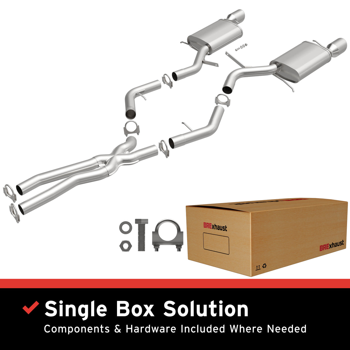Fits 2007-2010 BMW Direct-Fit Replacement Exhaust System aluminized steel