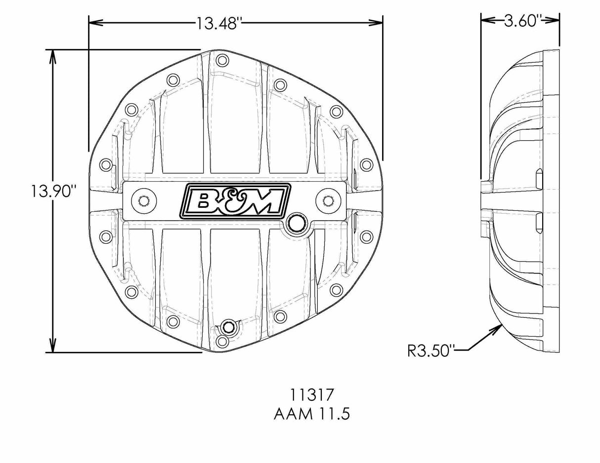 Hi-Tek Aluminum Differential Cover for AAM 11.5 - Black aluminum black anodized