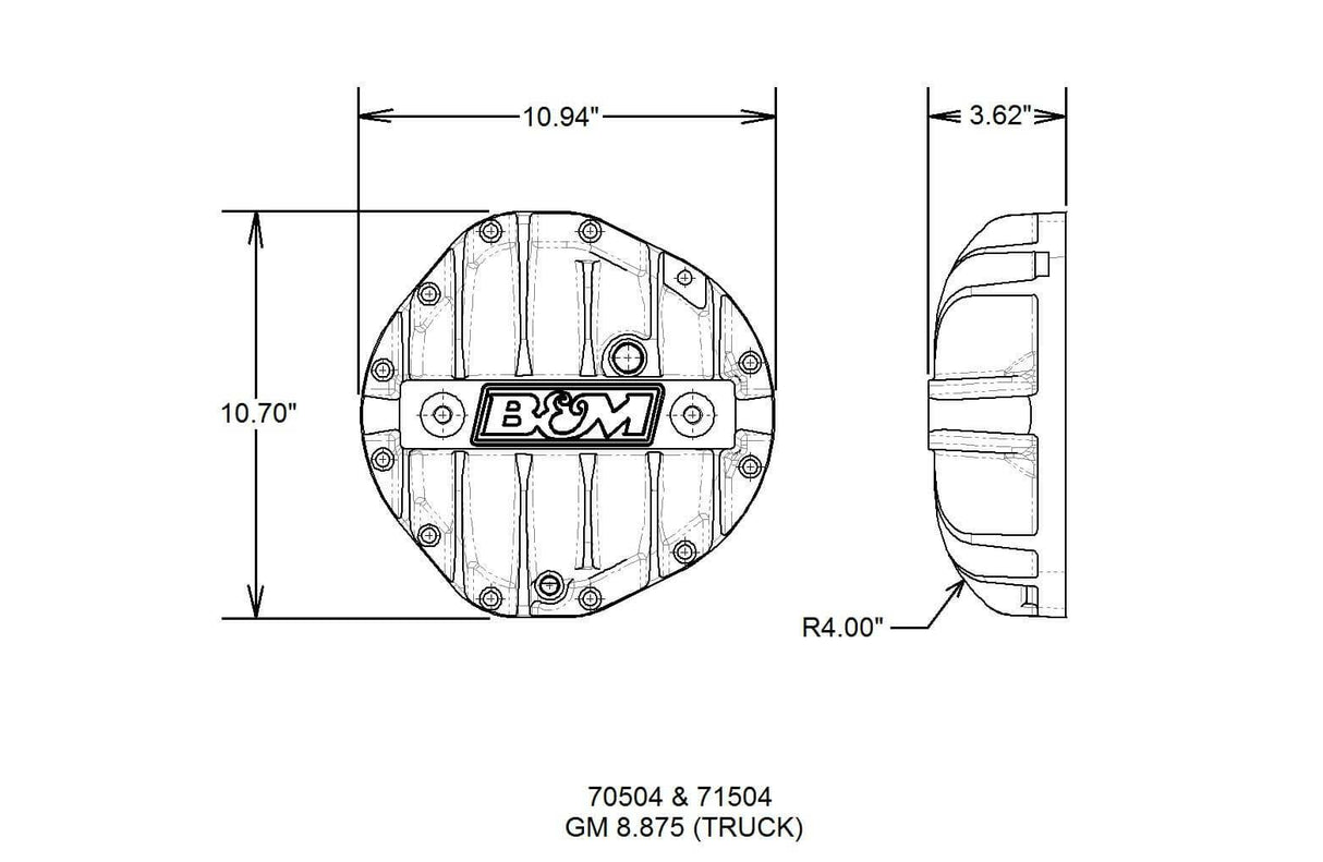 Hi-Tek Aluminum DifferentialCover for GM 8.875inch 12-bolt Truck-Black aluminum black anodized