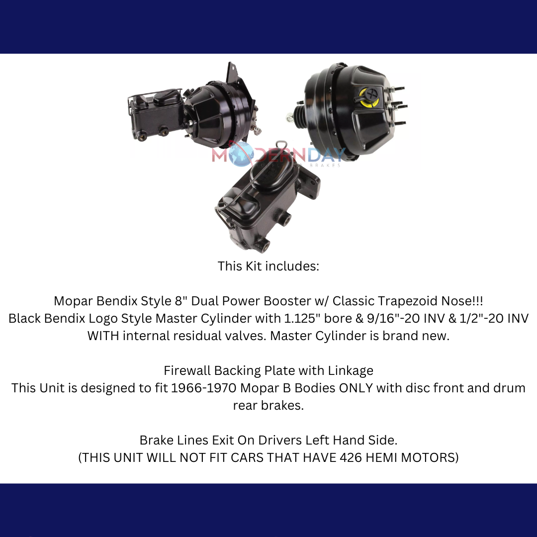 power brake booster and master cylinder kit for 1966-1970 black disc brake mopar-1966-1970-b-body-booster-conversion-kit-bck8536-1 MBM