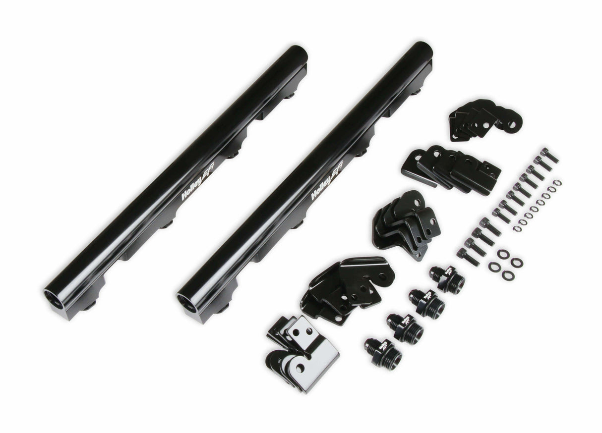 Holley EFI BILLET FUEL RAILS KIT - OE TRUCK LS INTAKES - 534-244 black aluminum