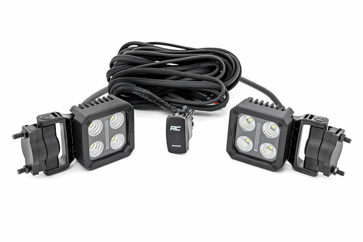 Black Series LED Light Pair; 2 Inch; Flood; Swivel Mount 70802