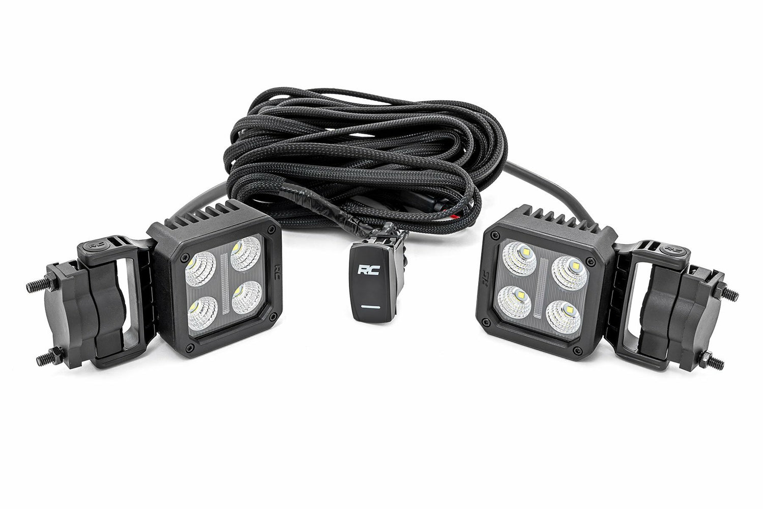 Black Series LED Light Pair; 2 Inch; Flood; Swivel Mount 70802