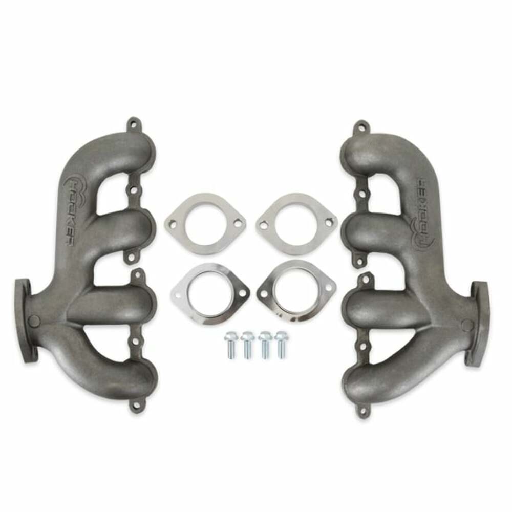 Hooker BlackHeart LS Swap Exhaust Manifolds-Rear Dump-Natural Cast - 8505HKR