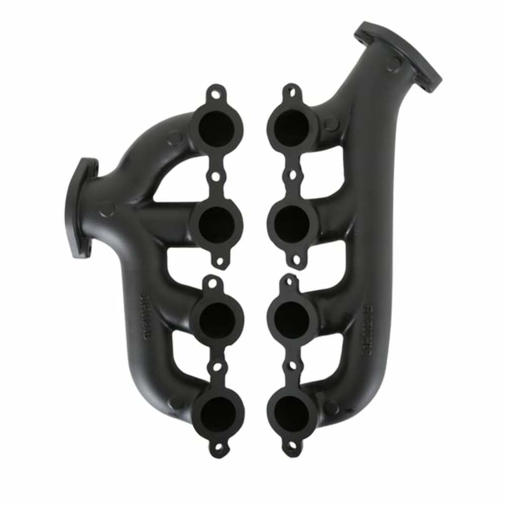 Hooker BlackHeart LS Swap Exhaust Manifolds-Rear Dump SBC Exit-Black - 8506-3HKR