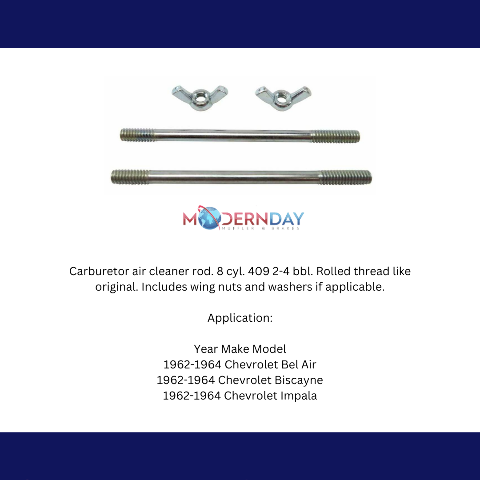 carburetor air cleaner rod fits 1962-1964 Chevy Full Size rolled thread 4 bbl 2x4 bbl 409 engine CACR41 Shafer's Classic Reproductions