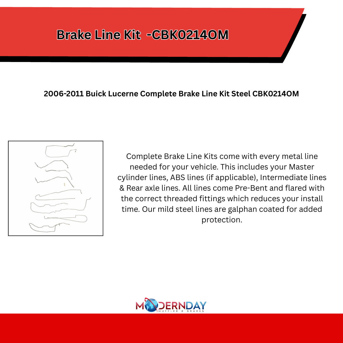 Complete Brake Line Kit for 2006-2011 Buick Lucerne steel