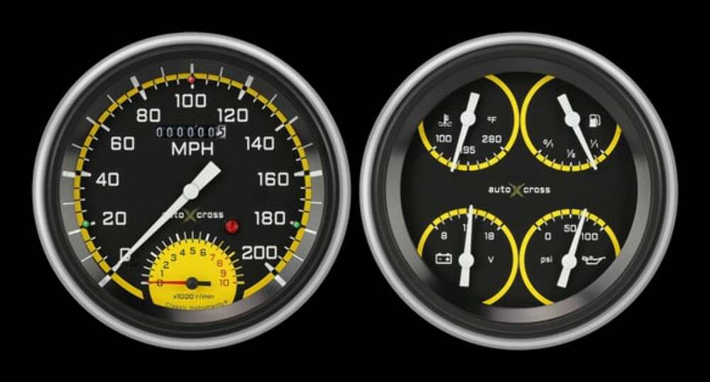 AutoCross Yellow 51-52 Chevy Car Package LS Sending Unit CH51AXY62-LS dash gauge cluster