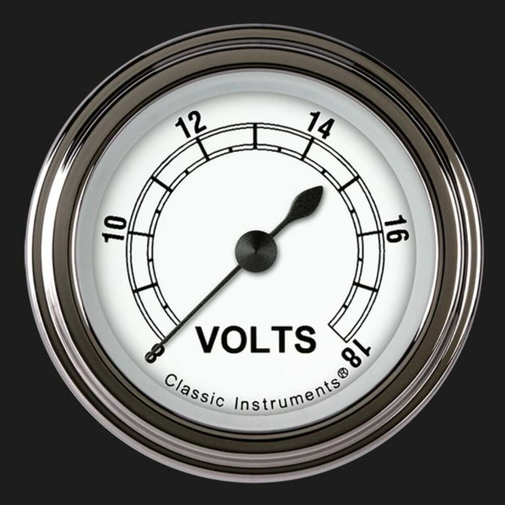 Classic Instruments White 2 1/8" Voltage Gauge CW130SLF