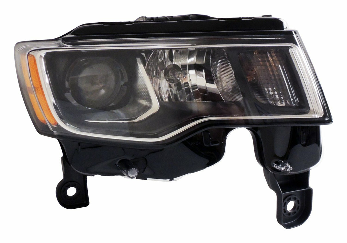 Right headlight assembly for 2017+ Jeep WK Grand Cherokee w/ Halogen Bulbs - 68289234AE black
