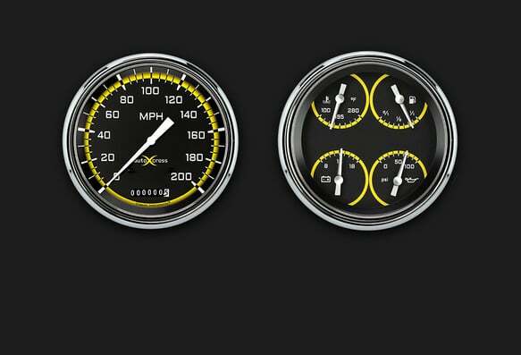 1947-53 AutoCross Yellow Truck Package CT47AXY52 for 1947-1953 dash gauge cluster