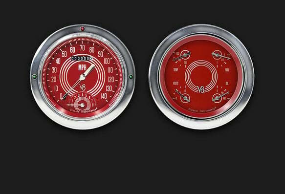 V8 Red Steelie 1954-55 Chevy Truck Package w/ Speedtachular CT54V8RS62 dash gauge cluster