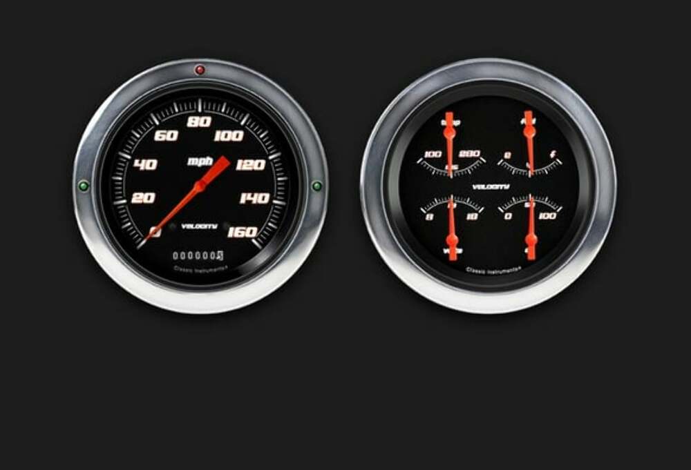 Velocity Series Black 1954-55 Chevy Truck Package CT54VSB52 dash gauge cluster