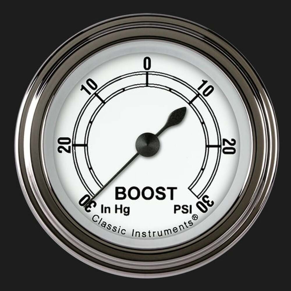 Classic Instruments White 2 1/8" Boost/Vac Gauge CW141SLF