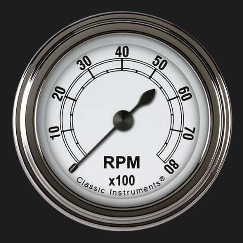 Classic White 2 1/8" Tachometer CW183SLF