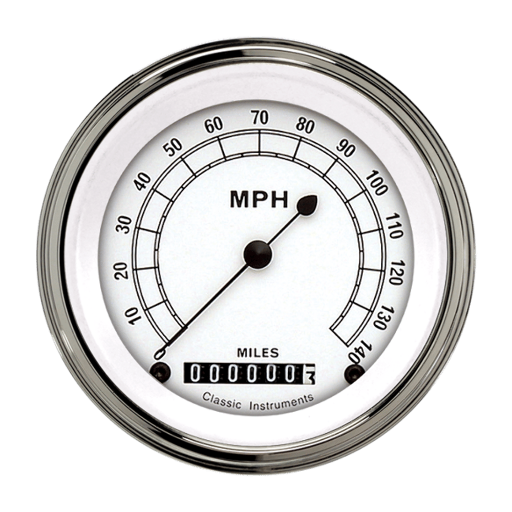 Classic Instruments White 3 3/8" Speedometer CW55SLF