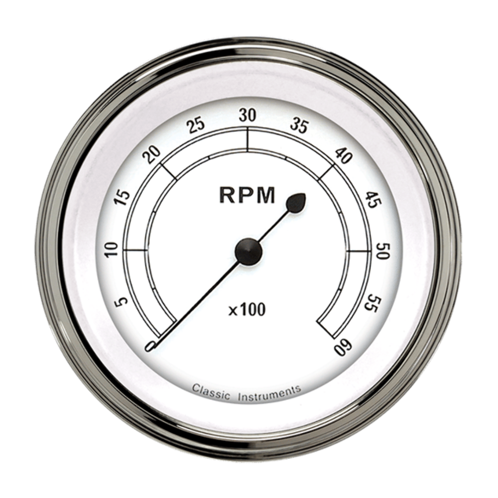Classic Instruments White 3 3/8" Tachometer CW60SLF