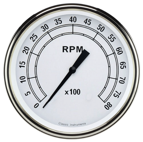 Classic Instruments White 4 5/8" Tachometer CW71SLF