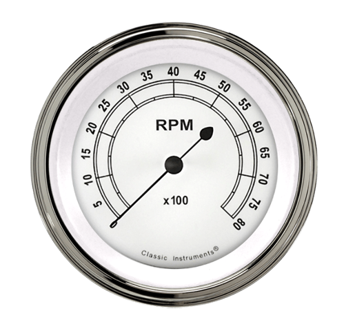 Classic Instruments White 3 3/8" Tachometer CW80SLF
