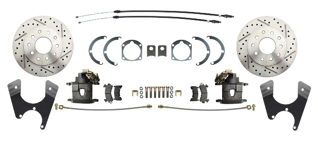 disc brake conversion kit for 1955-1968 Chevy Impala black disc brake drum brake gm-1955-68-10-12-bolt-disc-brake-w-e-brake-slotted-rotors-dbk1012fslx MBM