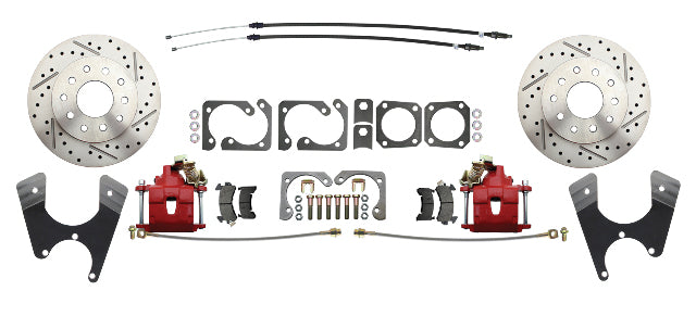 disc brake conversion kit for Chevy Chevelle stainless steel steel disc brake x-10-12-bolt-disc-brake-w-e-brake-slotted-red-dbk1012lxr MBM